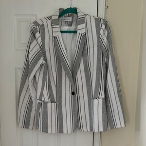Calvin Klein Women's Striped Blazer - Black and White